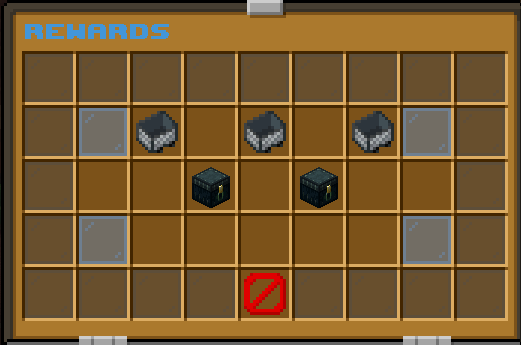 Minecraft rewards inventory menu with reward slots