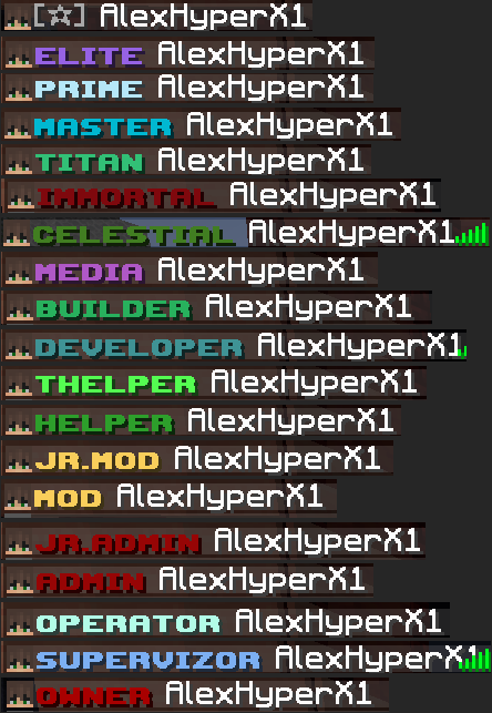 Minecraft rank prefixes and player-name presentation
